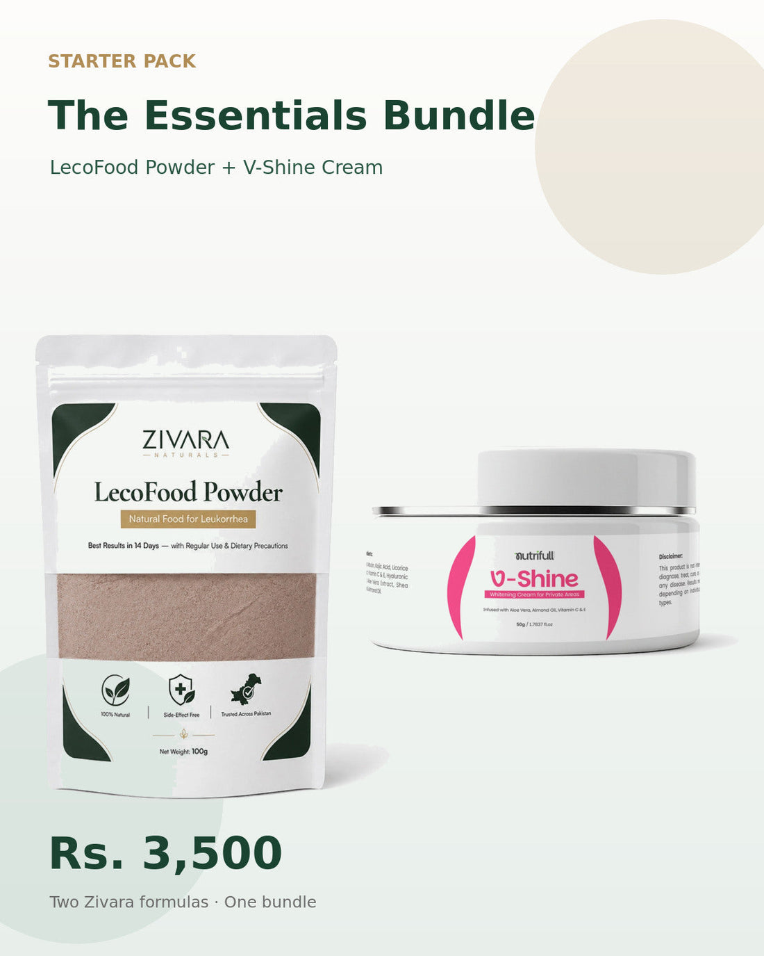 The Essentials Bundle with LecoFood Powder and V-Shine Cream